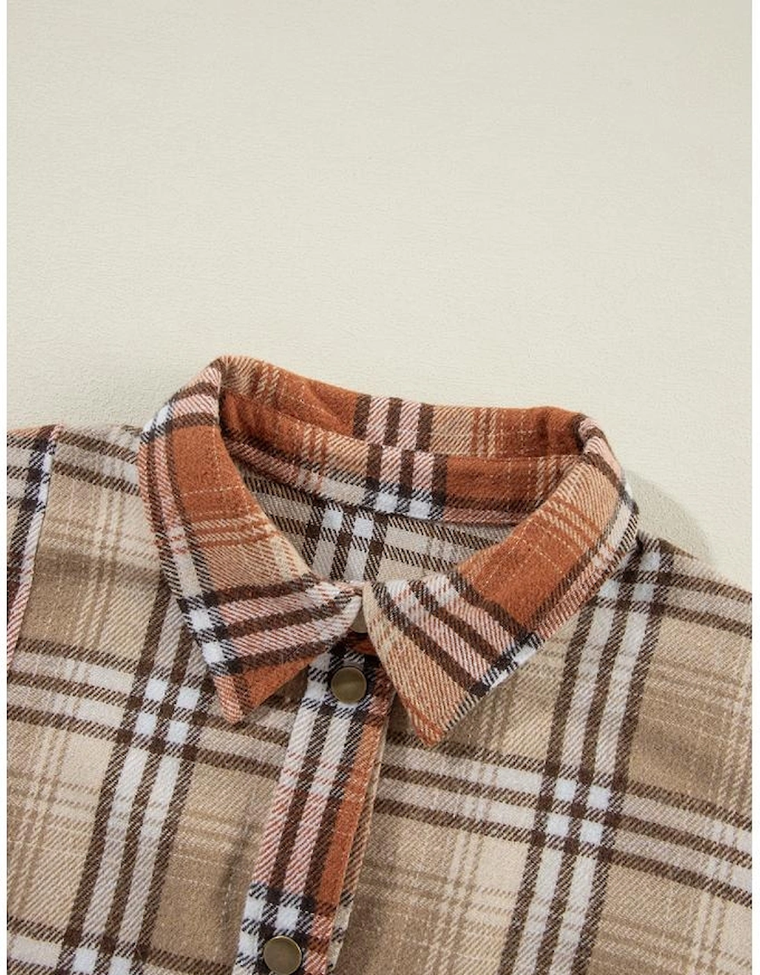 Khaki Plaid Colorblock Patchwork High Low Shacket