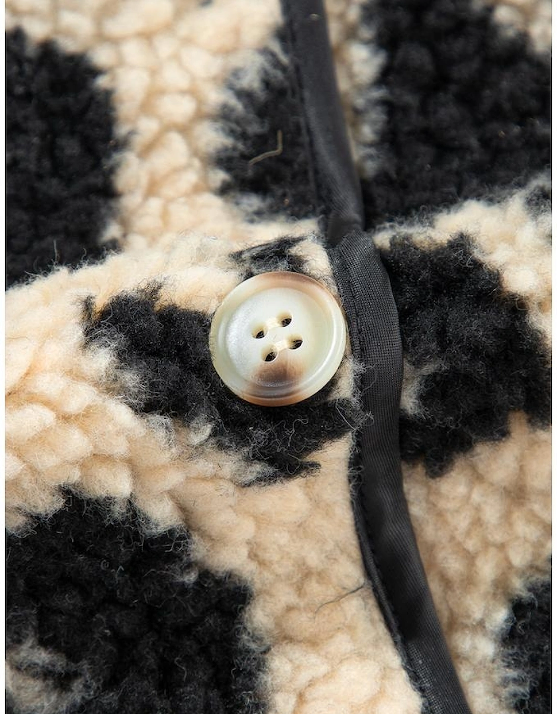 Black Leopard Print Sherpa Vest Coat, 16 of 15