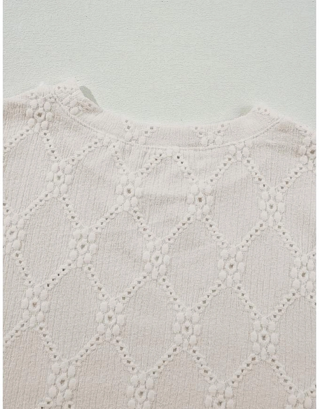 White Geometric Embroidered Slim Fit O Neck T Shirt