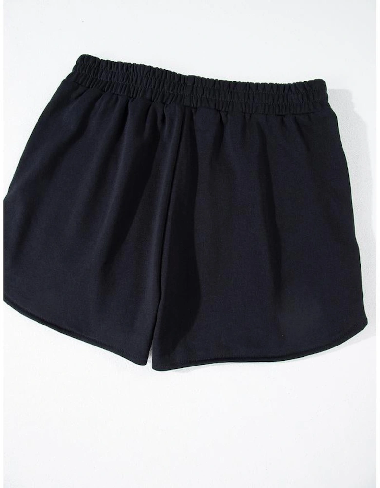 Black Sequined COFFEE Loose Fit Sweatshirt and Shorts Set