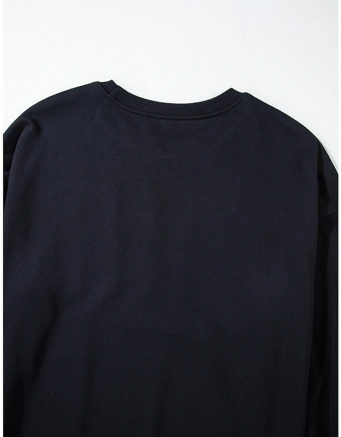 Black Sequined COFFEE Loose Fit Sweatshirt and Shorts Set