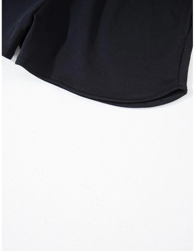 Black Sequined COFFEE Loose Fit Sweatshirt and Shorts Set