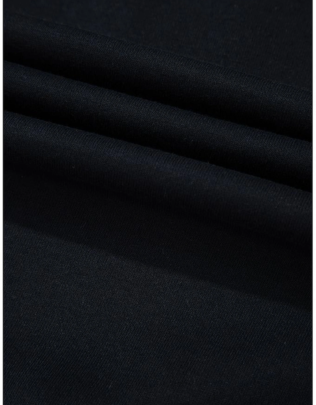 Black Sequined COFFEE Loose Fit Sweatshirt and Shorts Set