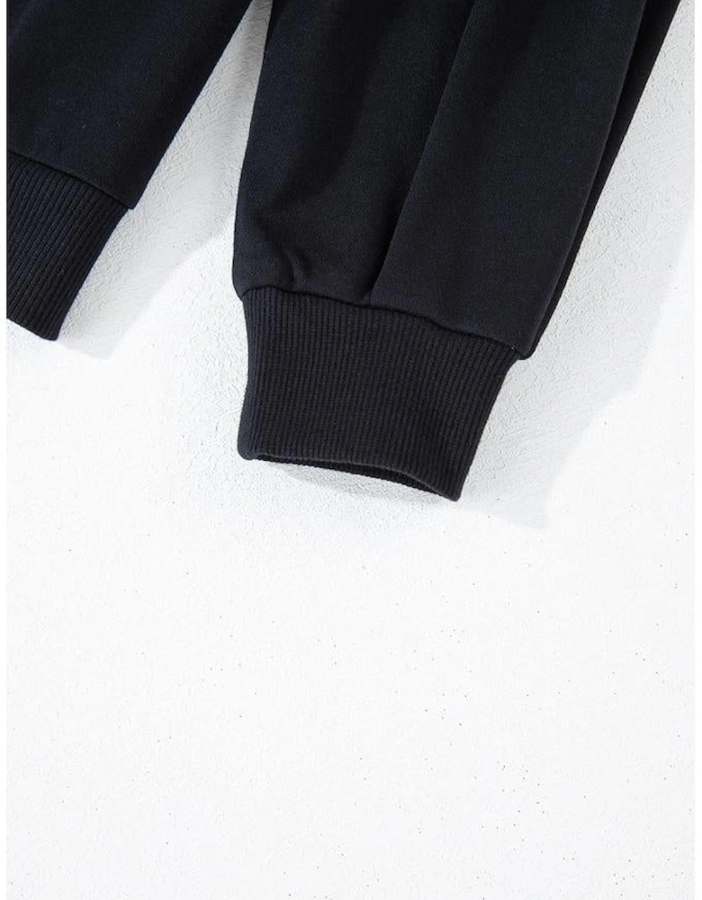 Black Sequined COFFEE Loose Fit Sweatshirt and Shorts Set