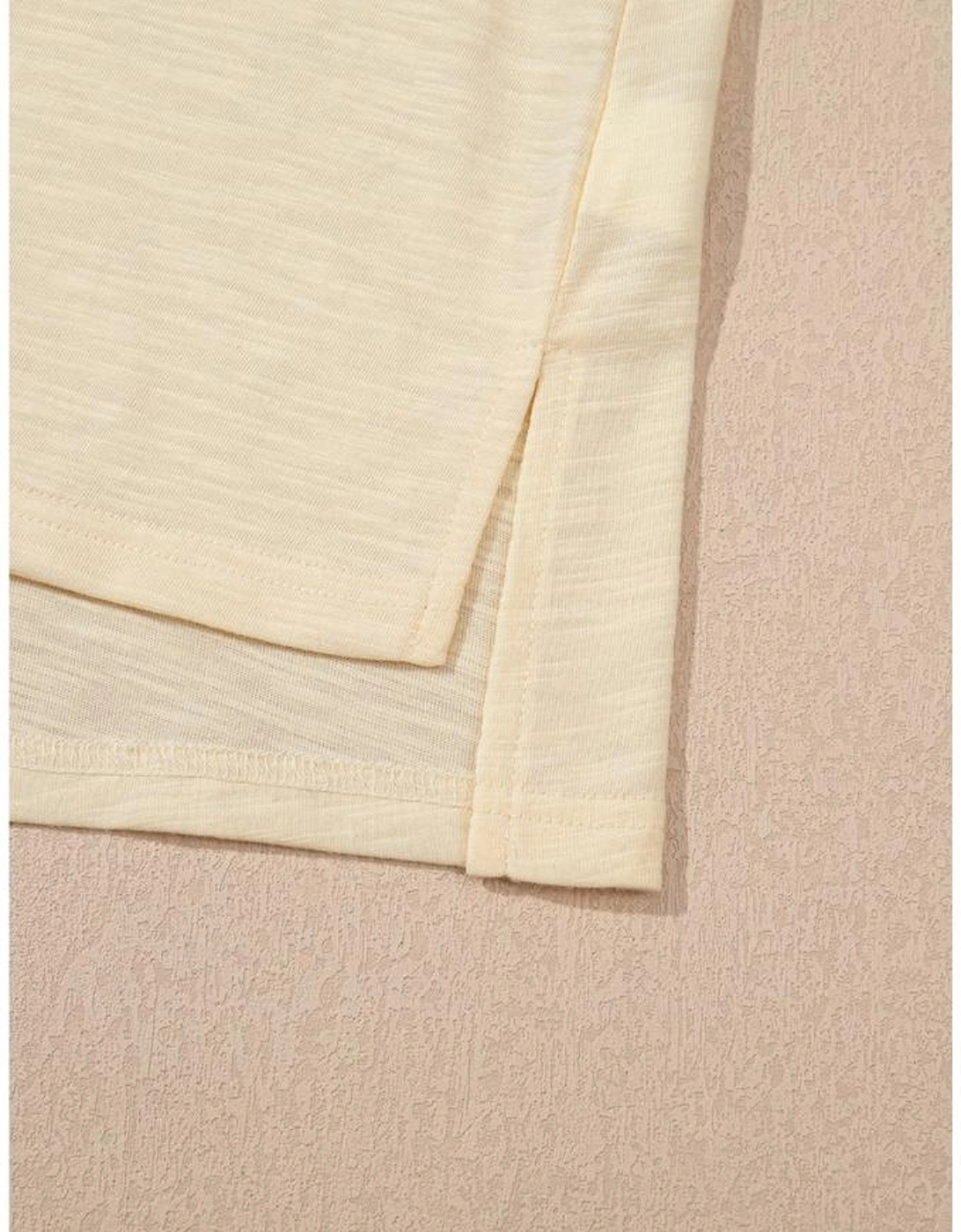 Beige Solid Color Tank Top and Smocked Waist Pants Set