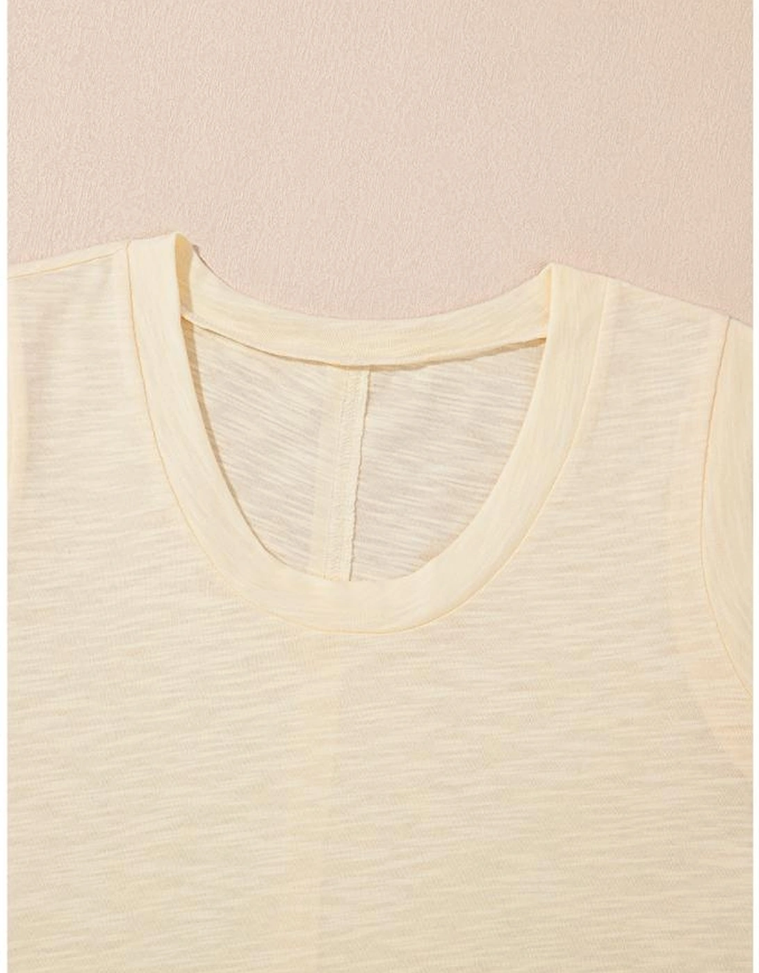 Beige Solid Color Tank Top and Smocked Waist Pants Set