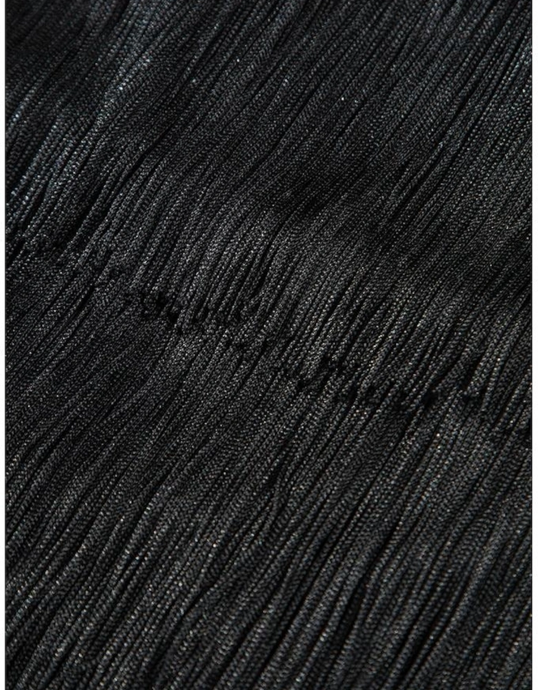 Black Tiered Fringe Trimmed Mini Skirt