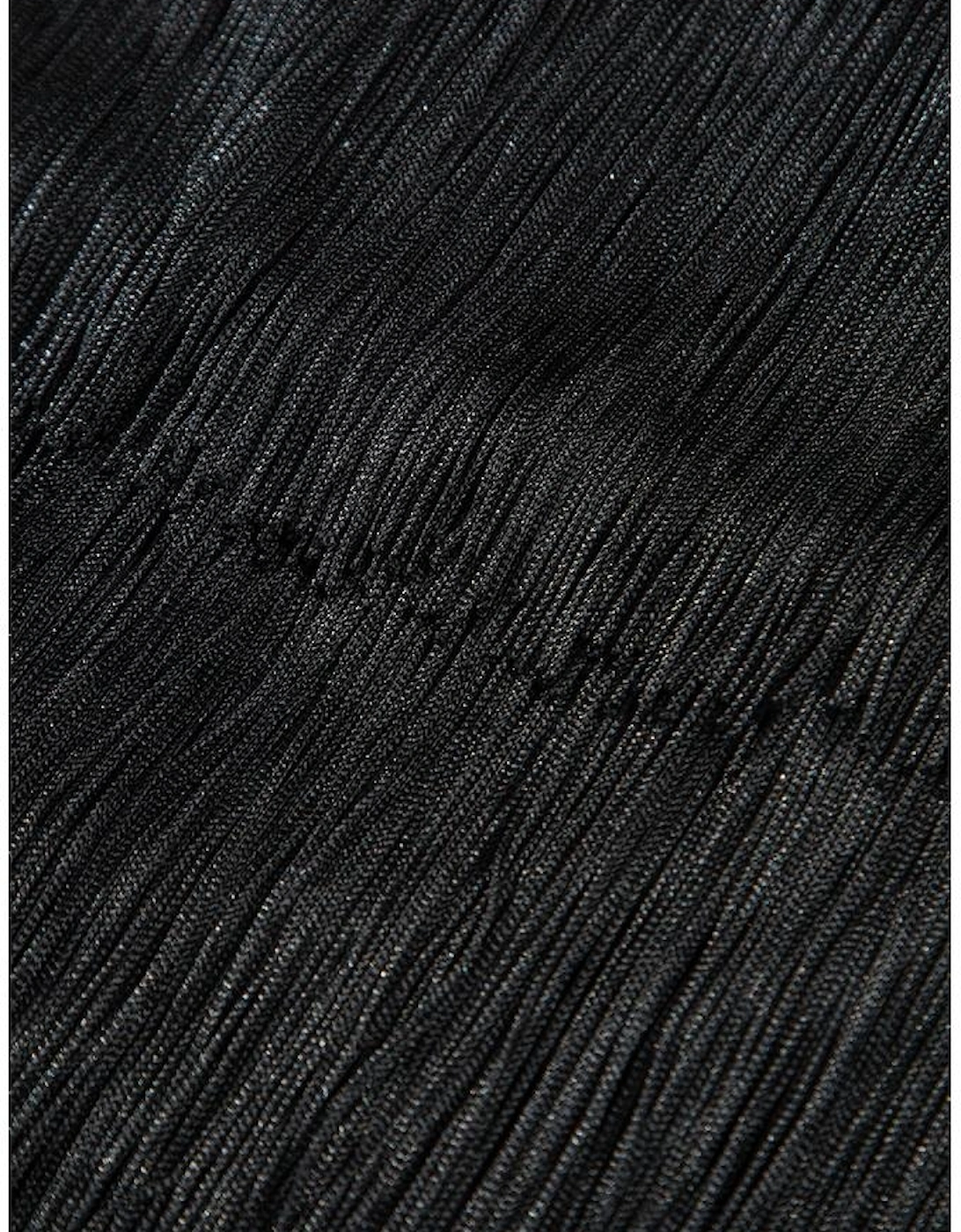 Black Tiered Fringe Trimmed Mini Skirt