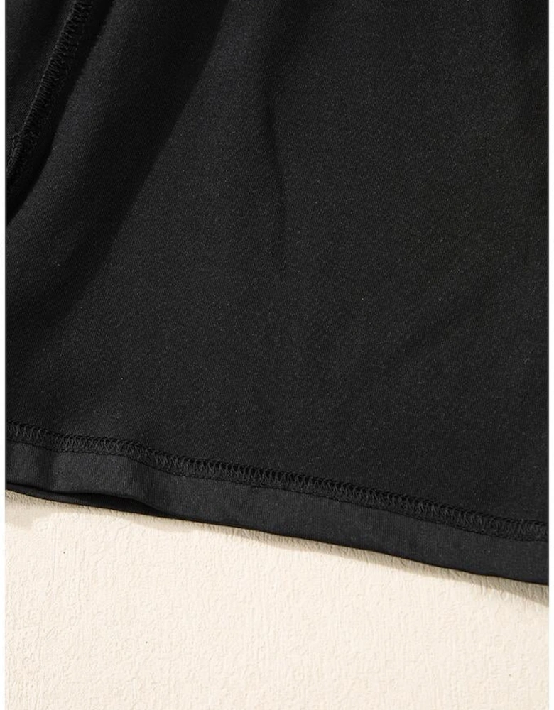 Black Tiered Fringe Trimmed Mini Skirt