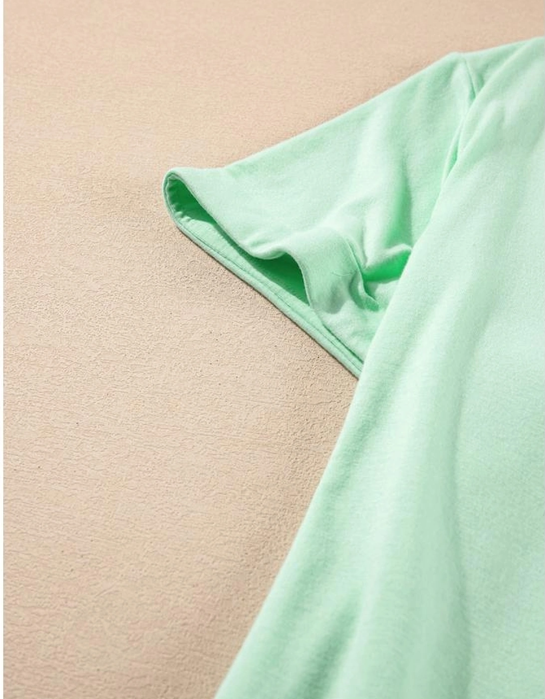 Iceland Blue Round Neck Rolled Sleeve Plus Size T-shirt