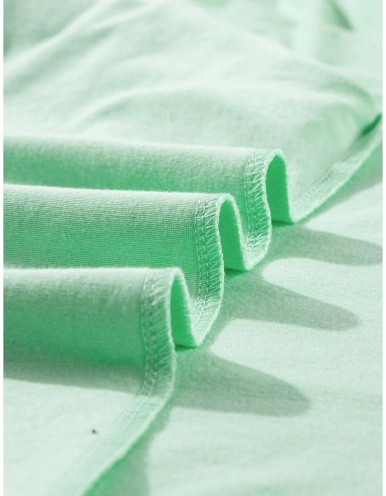 Iceland Blue Round Neck Rolled Sleeve Plus Size T-shirt