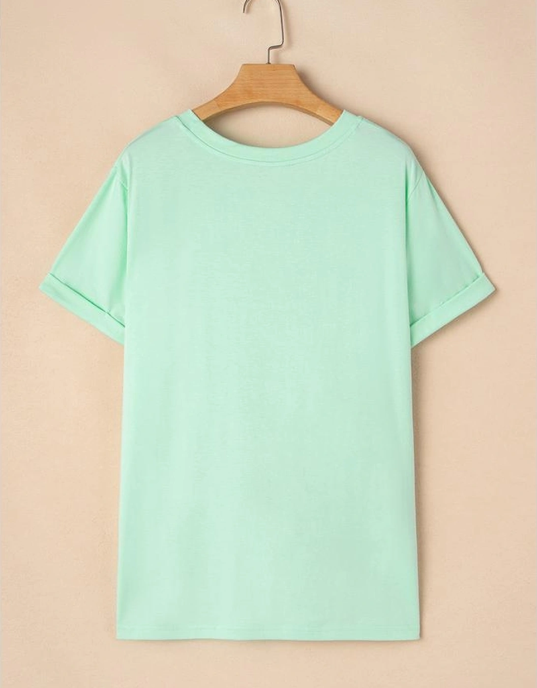 Iceland Blue Round Neck Rolled Sleeve Plus Size T-shirt