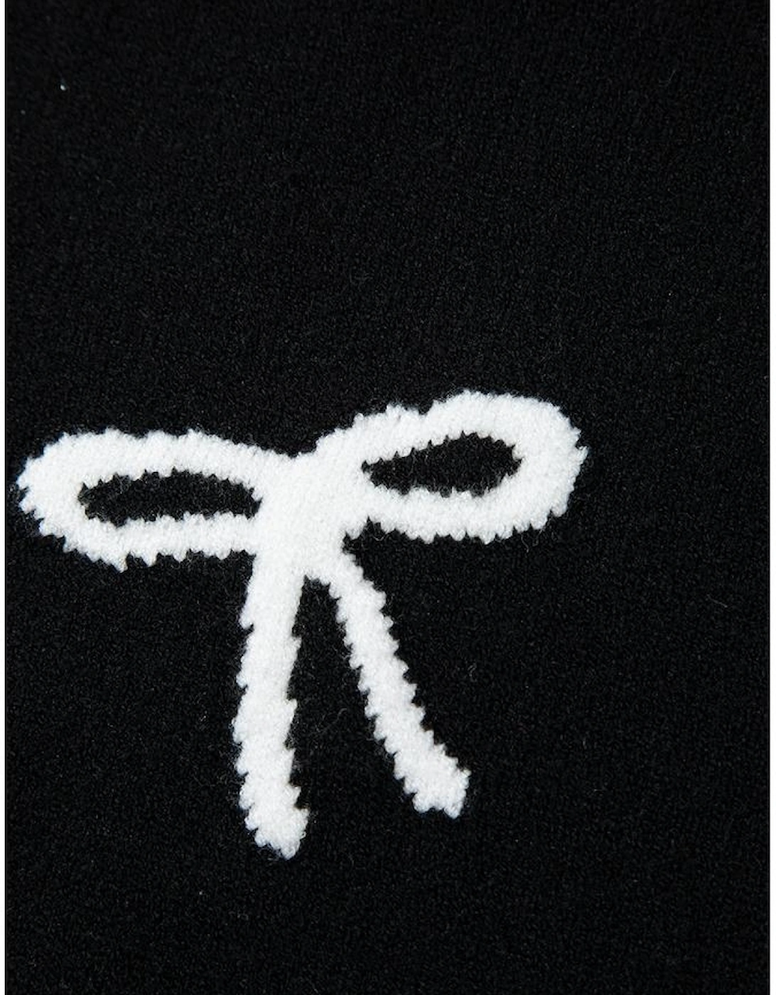 Black Bow Print Side Ties Scalloped Hem Sweater T Shirt