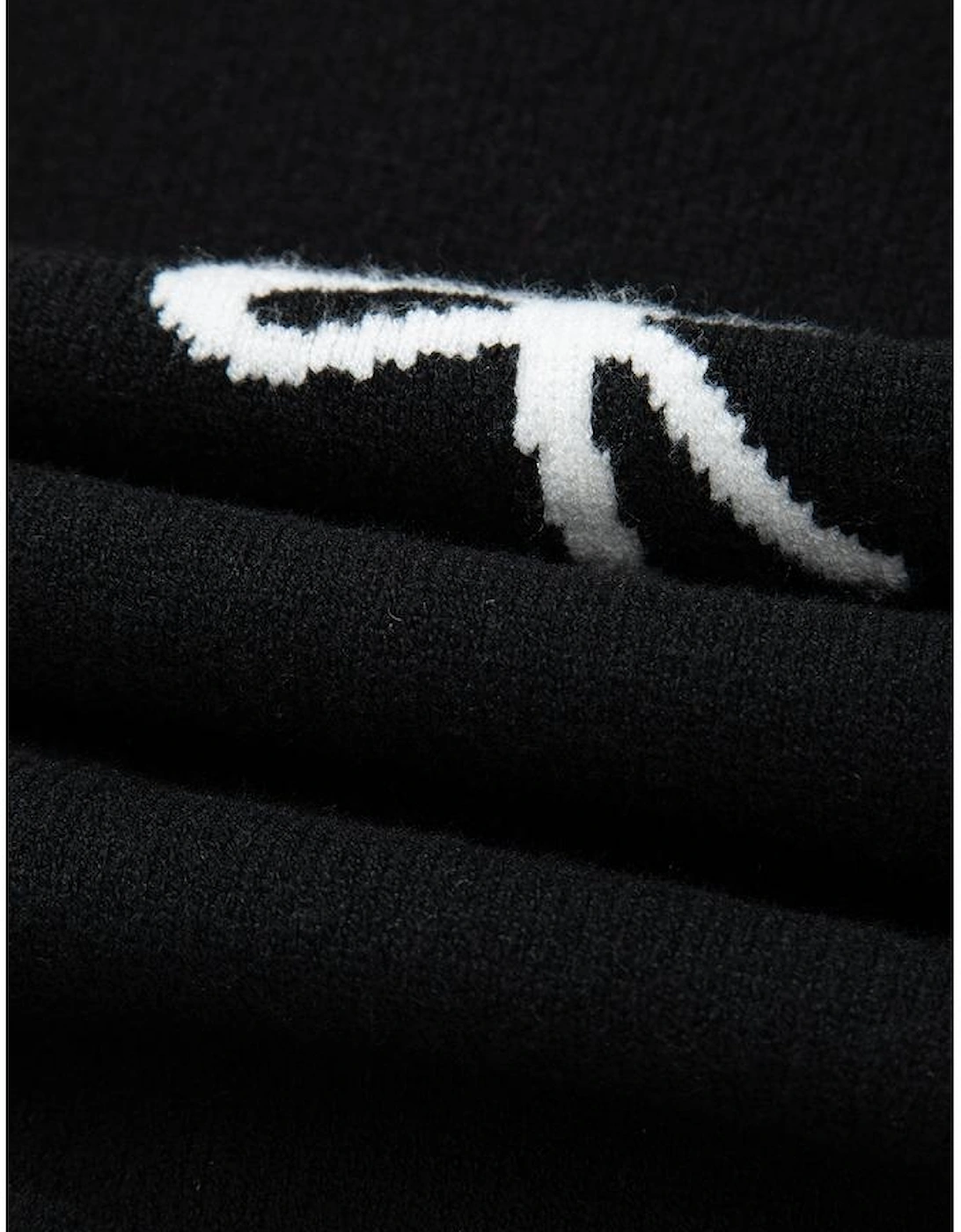 Black Bow Print Side Ties Scalloped Hem Sweater T Shirt