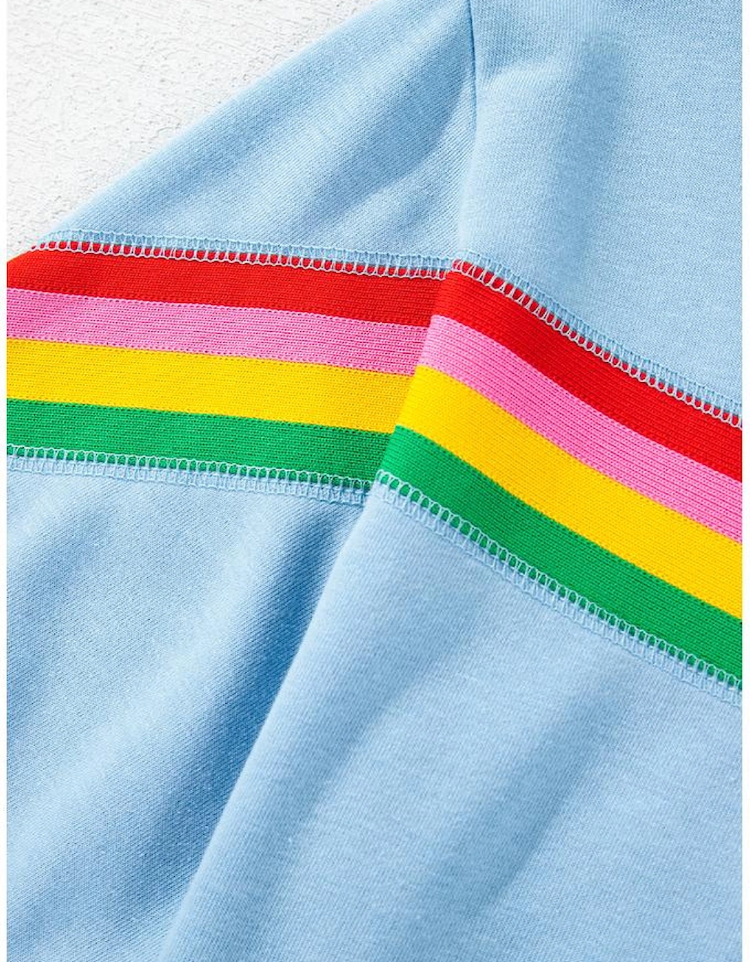 Sky Blue Rainbow Colorblock Collared Short Sleeve Top 2 Piece Shorts Set