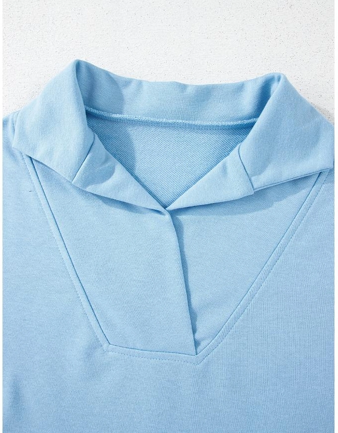 Sky Blue Rainbow Colorblock Collared Short Sleeve Top 2 Piece Shorts Set