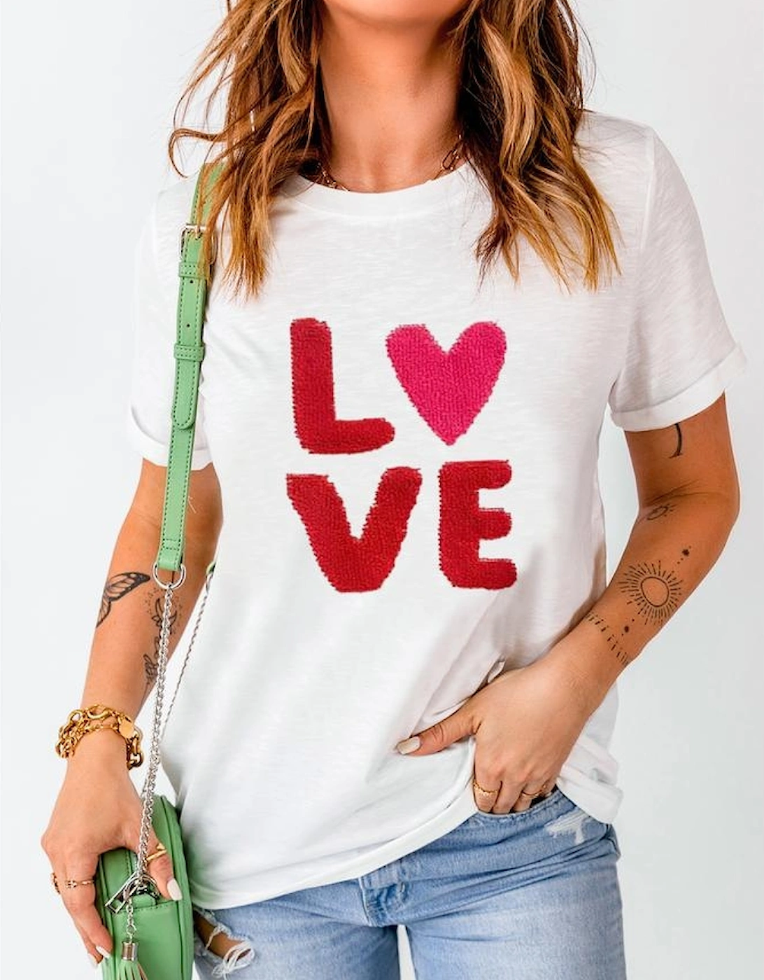 White Heart LOVE Graphic Valentines T Shirt, 7 of 6