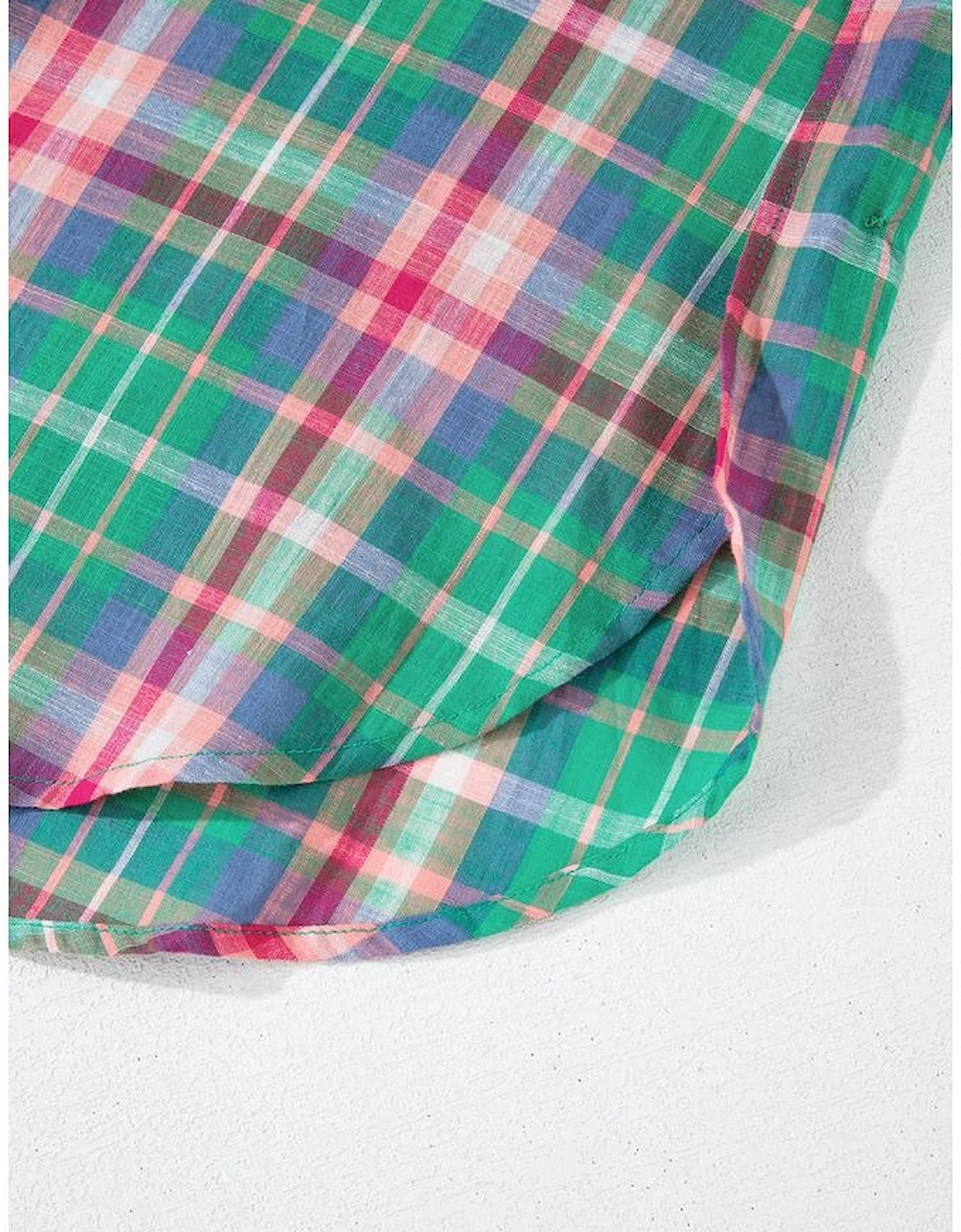 Green Checkered 3/4 Sleeve Collared Loose Fit Shirt