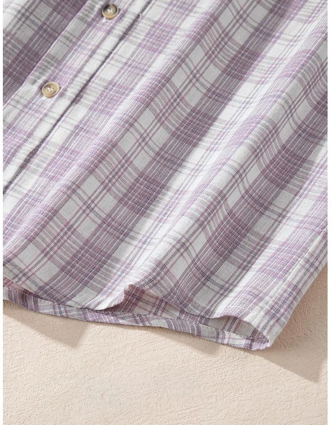 Pink Checkered Print Loose Fit Buttoned Hooded Shacket