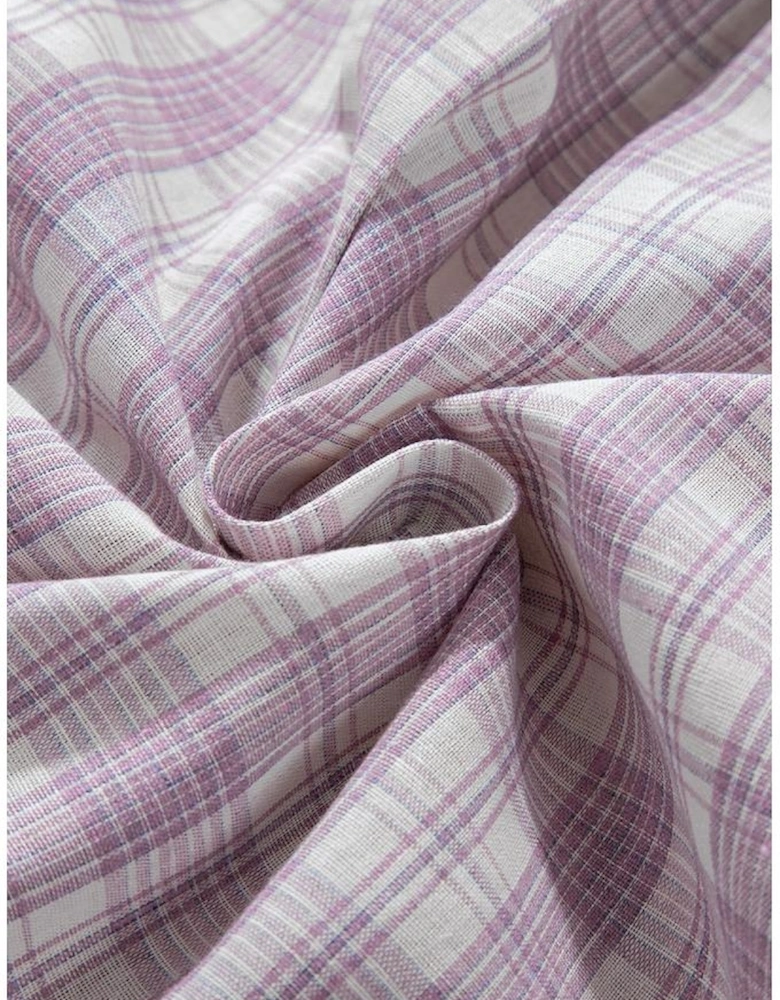 Pink Checkered Print Loose Fit Buttoned Hooded Shacket