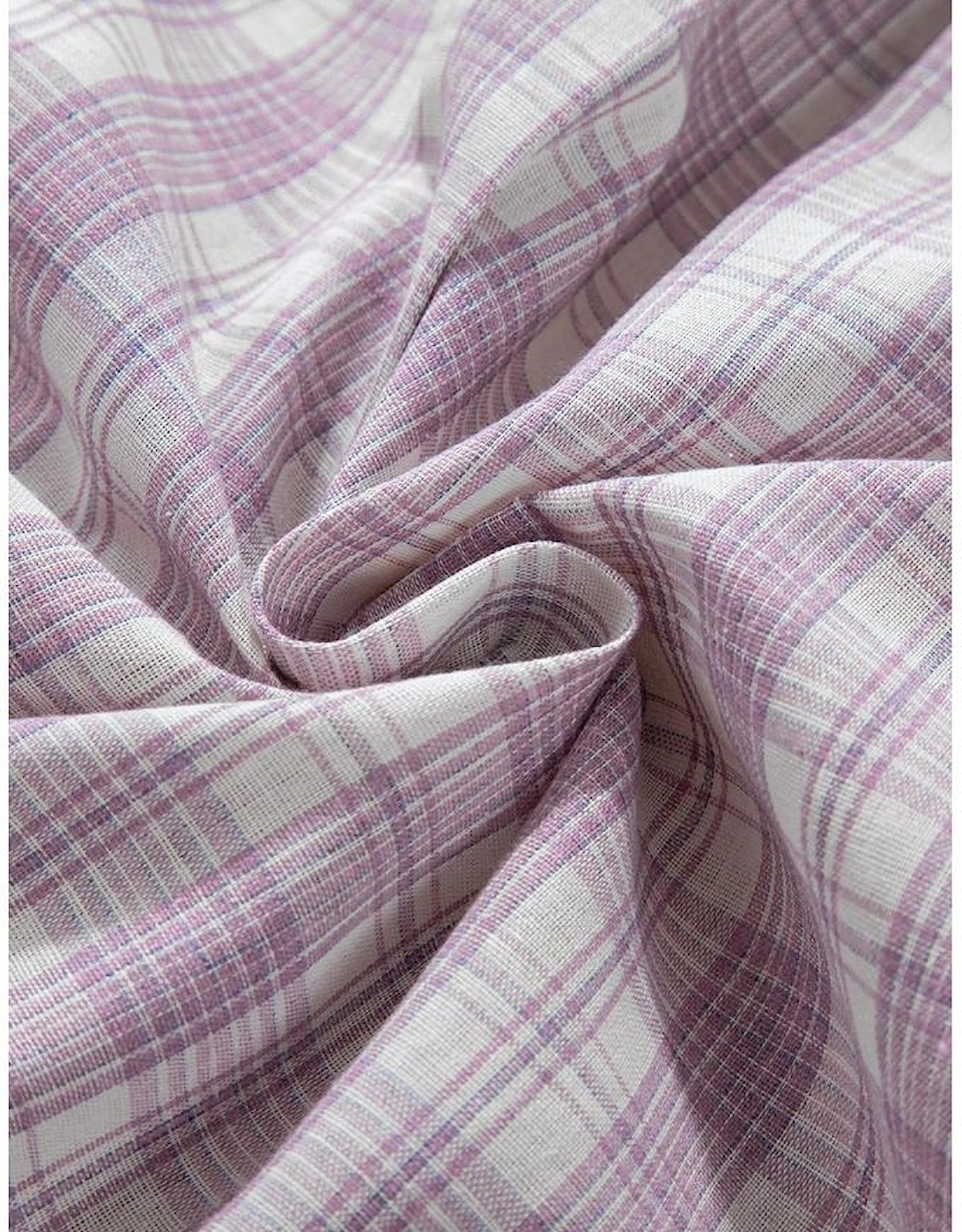 Pink Checkered Print Loose Fit Buttoned Hooded Shacket