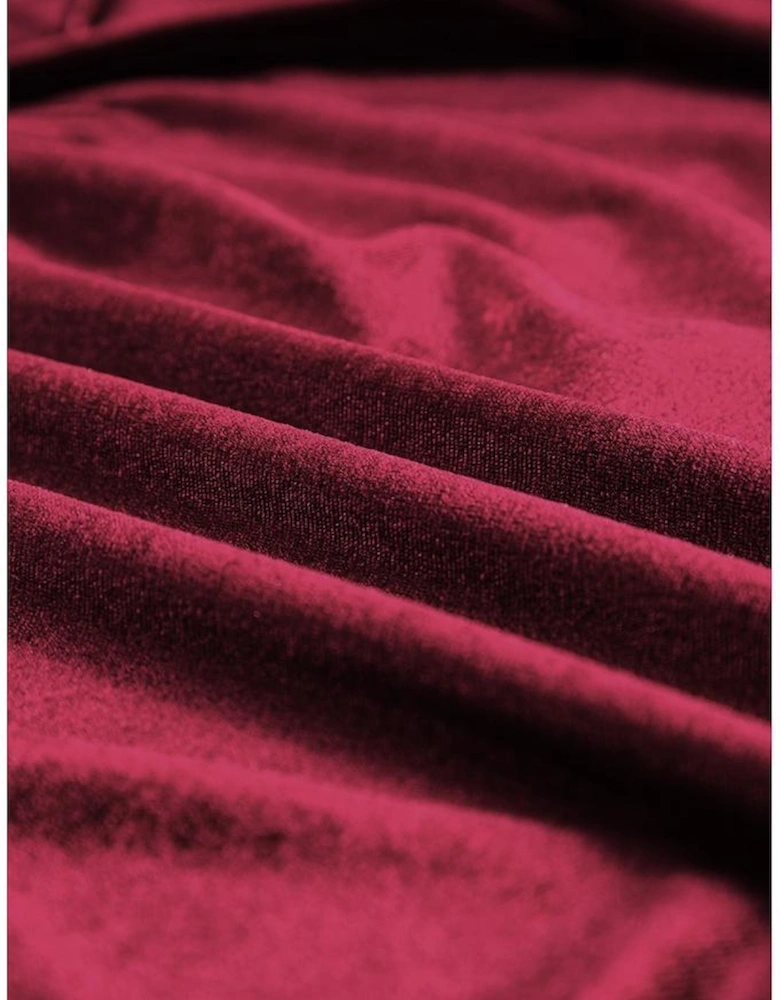 Red Dahlia Sequin Patchwork Sleeve Button Up Velvet Top