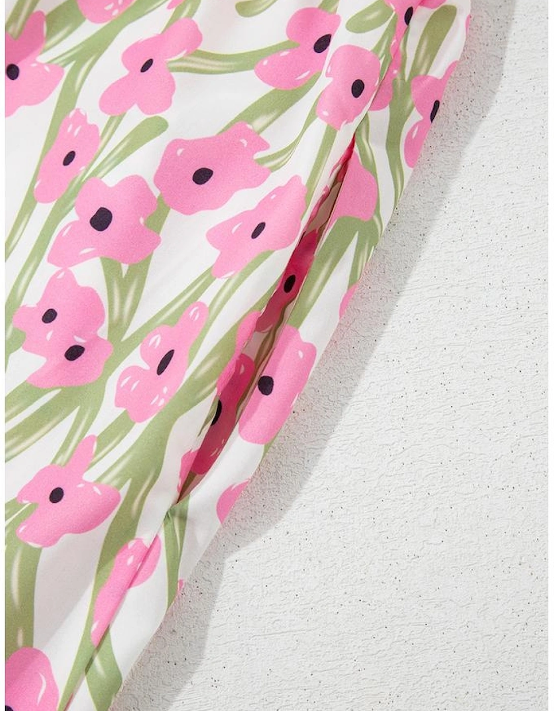 Pink Floral Print Square Neck Ruffled Strap Maxi Dress