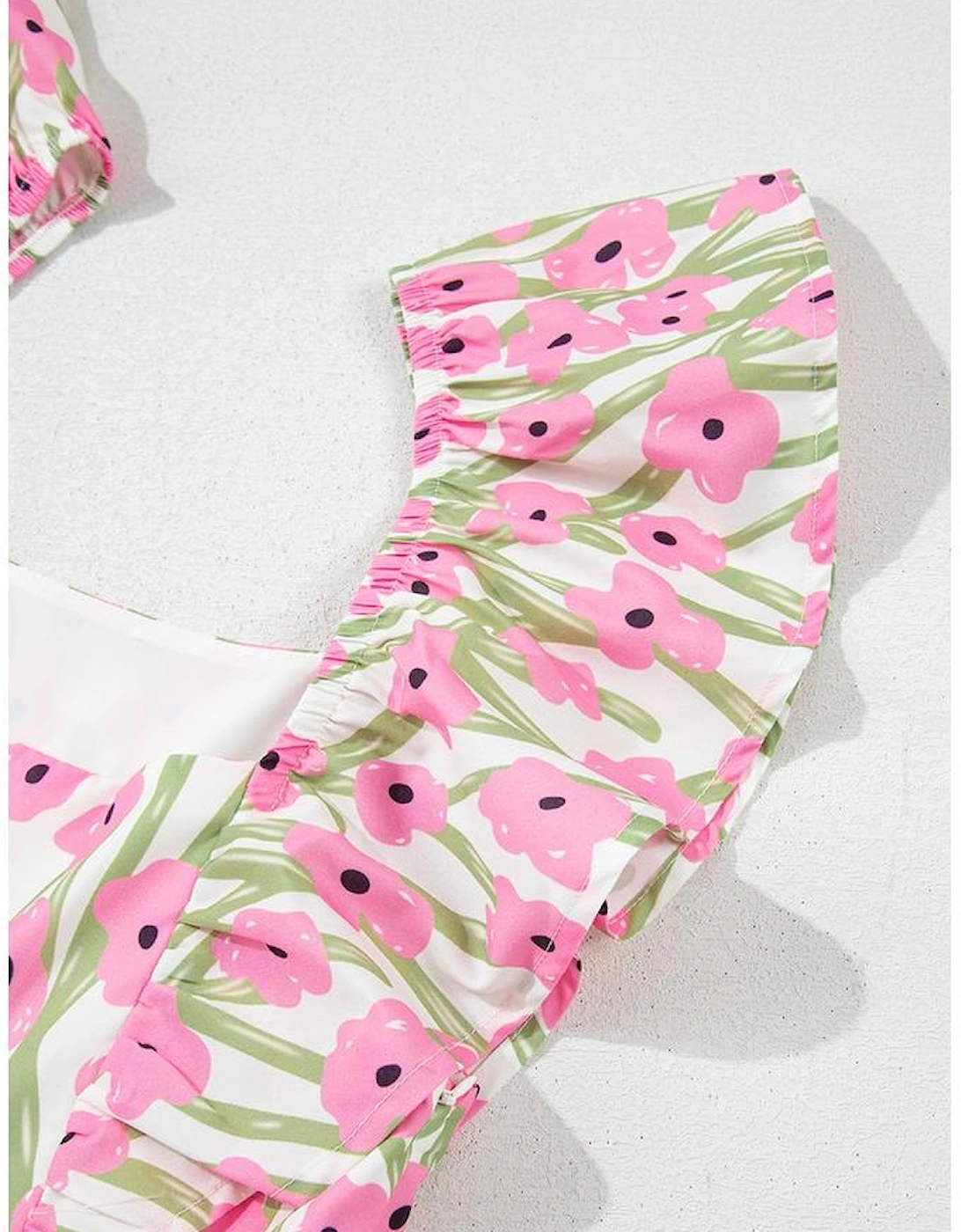 Pink Floral Print Square Neck Ruffled Strap Maxi Dress