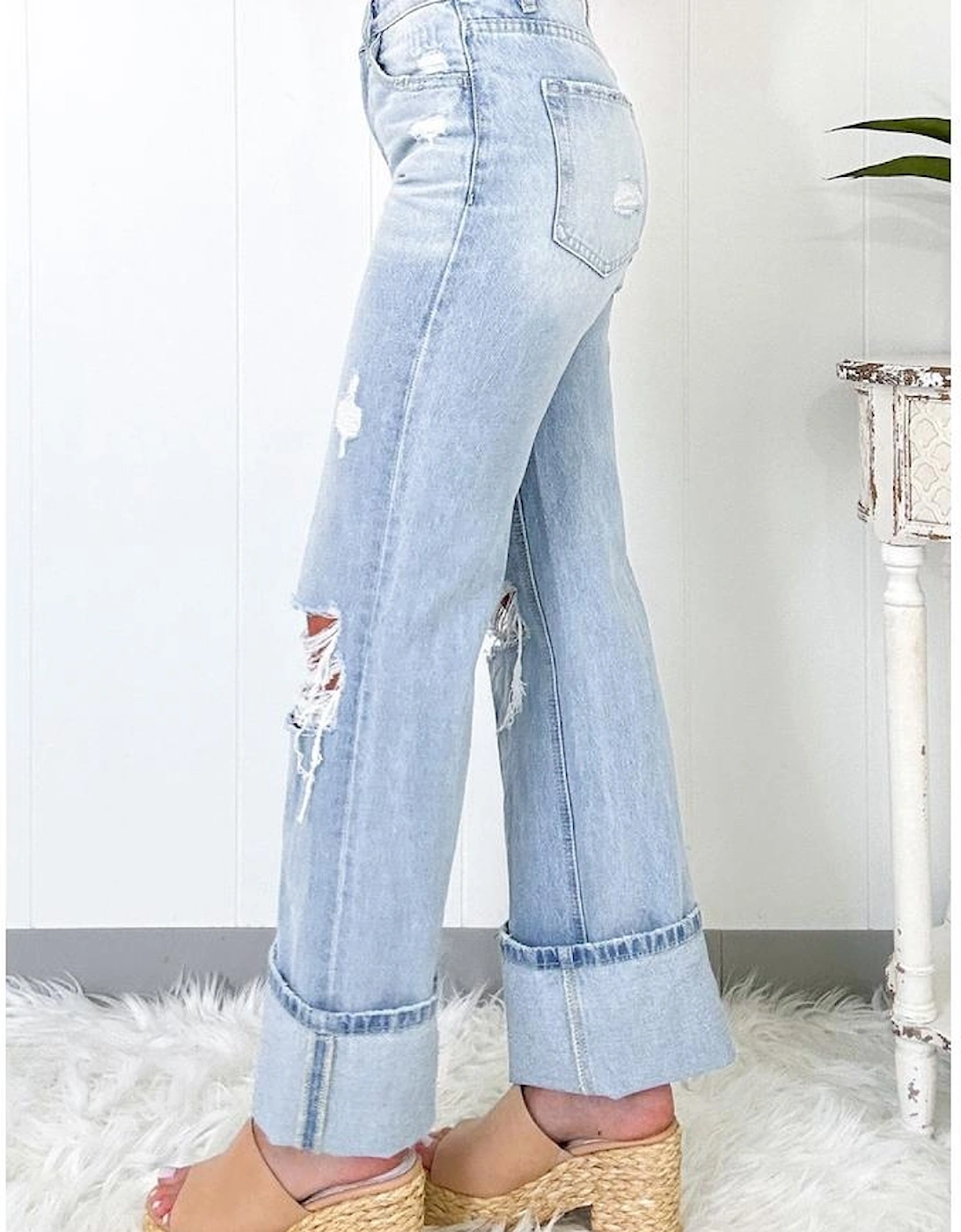 Beau Blue Light Wash Distressed Flare Jeans