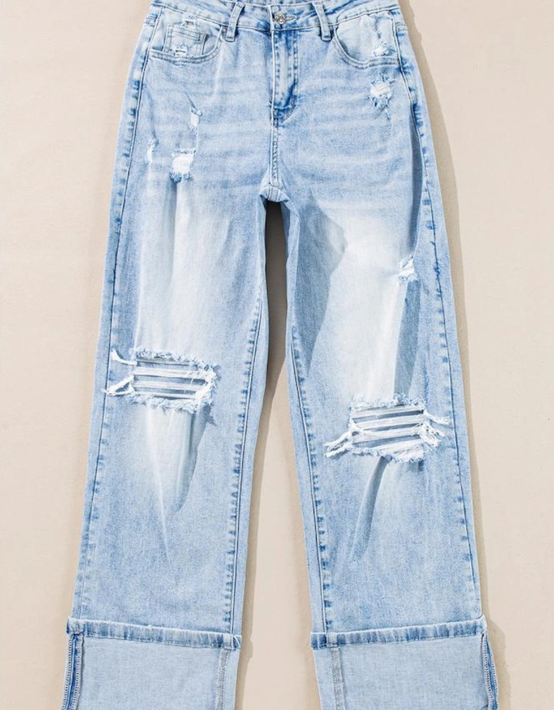 Beau Blue Light Wash Distressed Flare Jeans