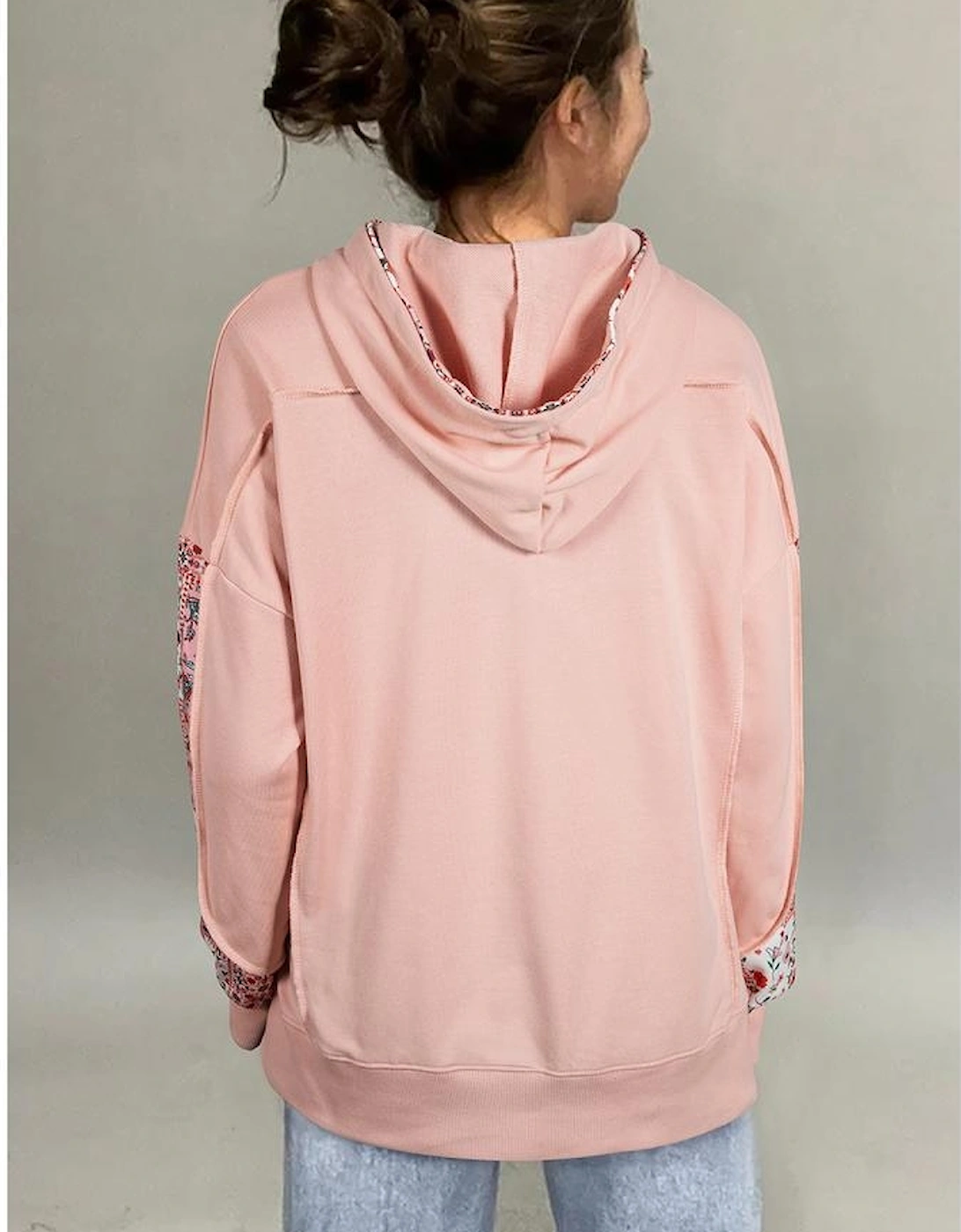 Delicacy Mix Floral Patchwork Side Slit Drawstring Hoodie, 11 of 10