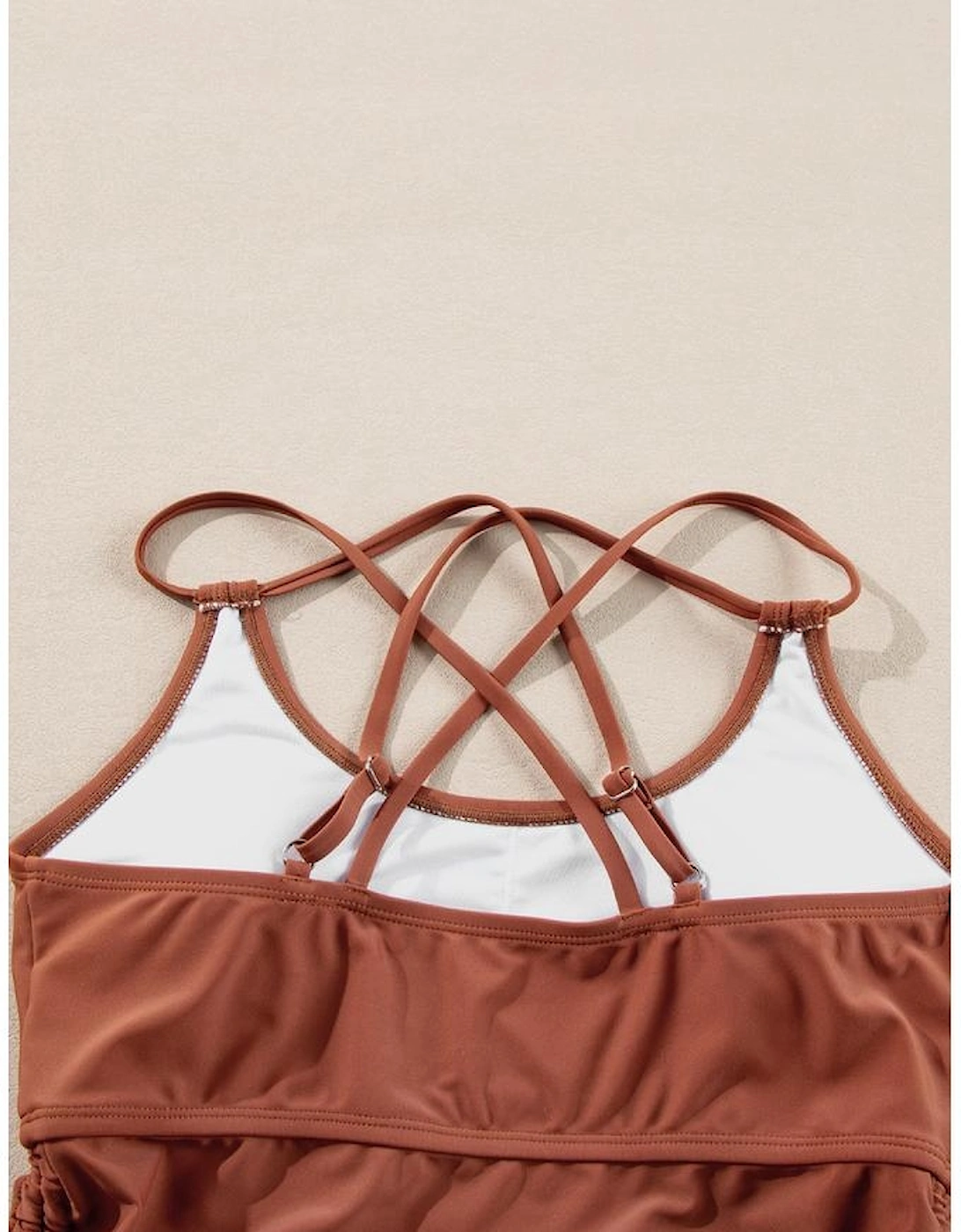 Mineral Red Drawstring Tummy Control Mix-and-match 2pcs Tankini Swimsuit