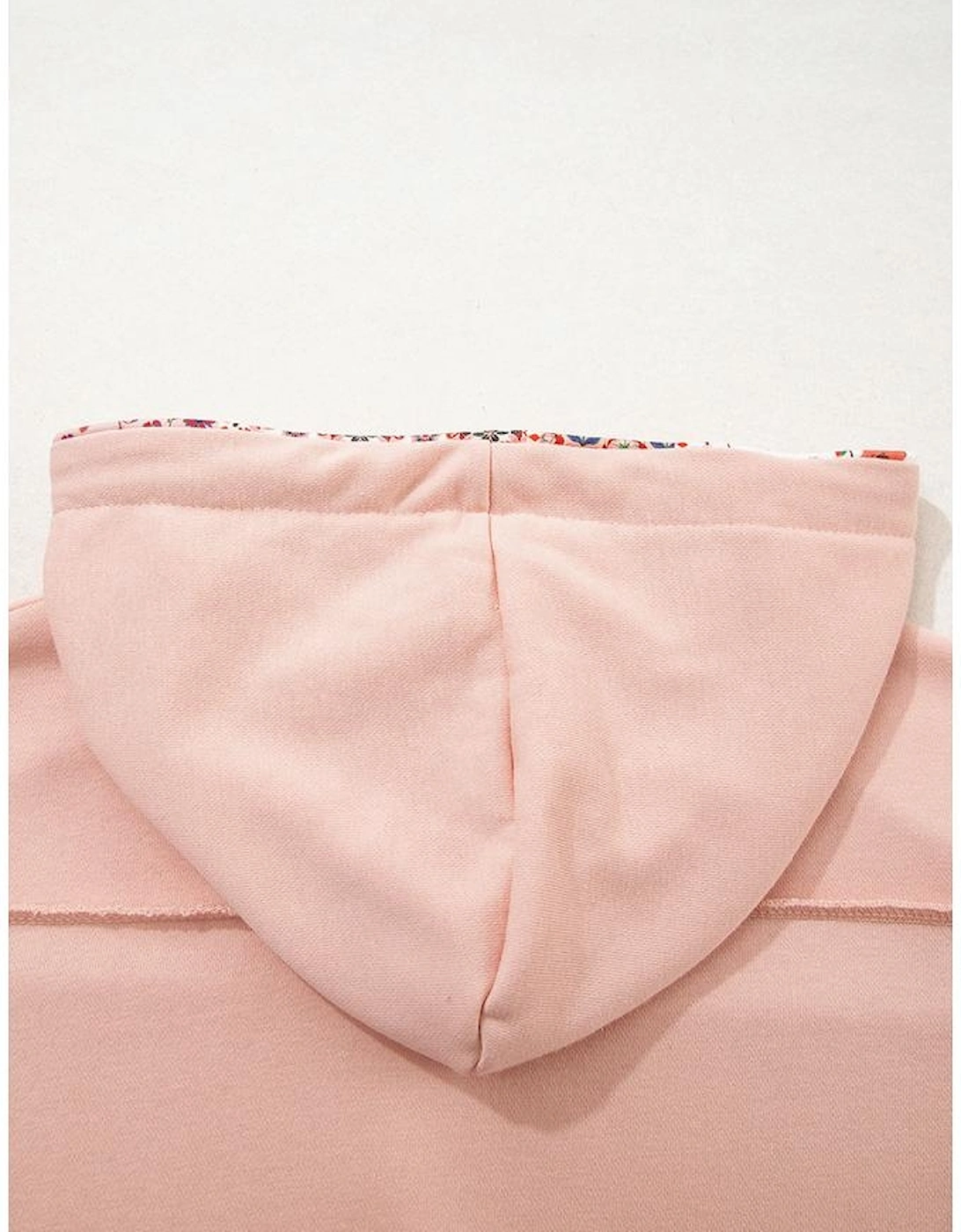 Delicacy Mix Floral Patchwork Side Slit Drawstring Hoodie