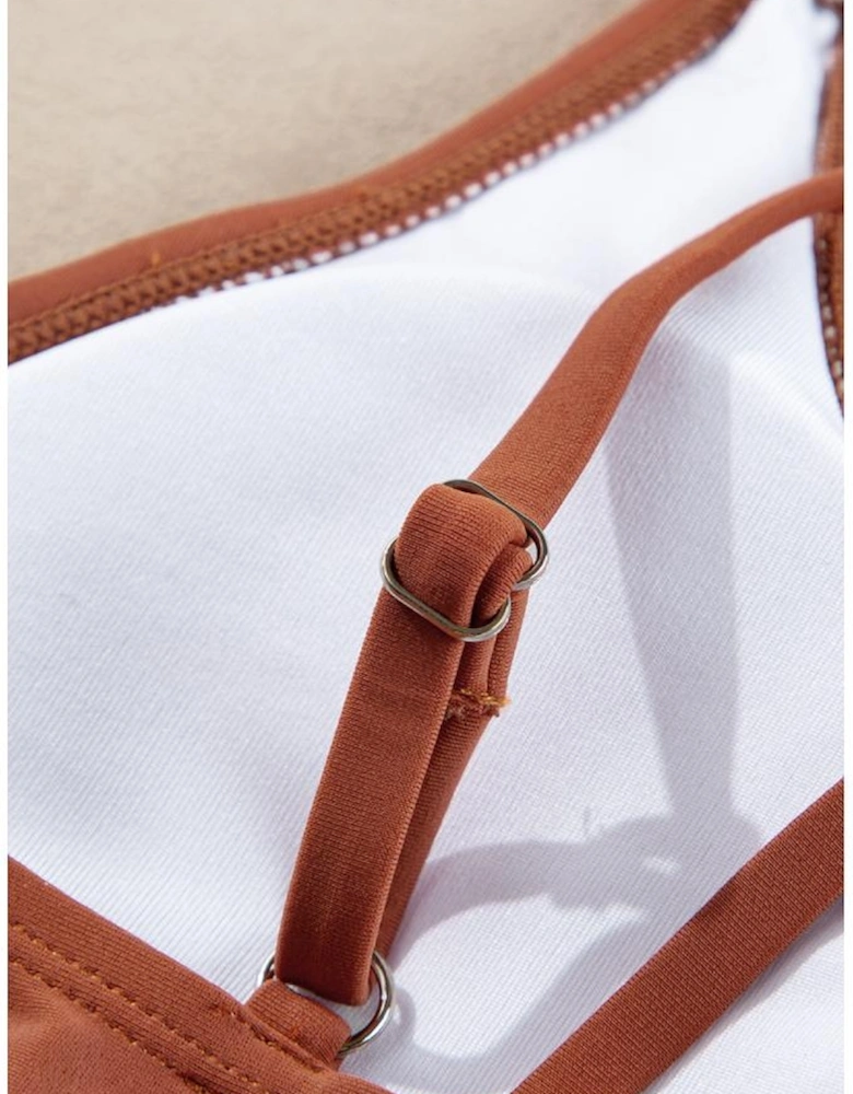 Mineral Red Drawstring Tummy Control Mix-and-match 2pcs Tankini Swimsuit