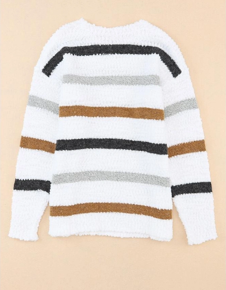 Striped Popcorn Knit Sweater