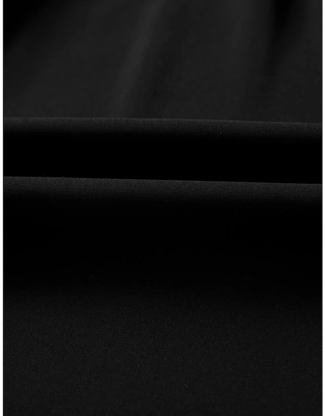 Black Frilled Neck Ribbed Knit Patchwork Long Sleeve Mini Dress