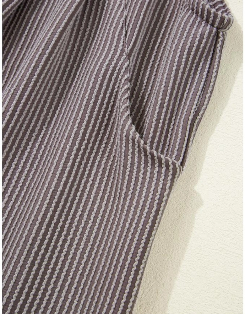 Philippine Gray Corded Adjustable Straps Wide Leg Loose Overall