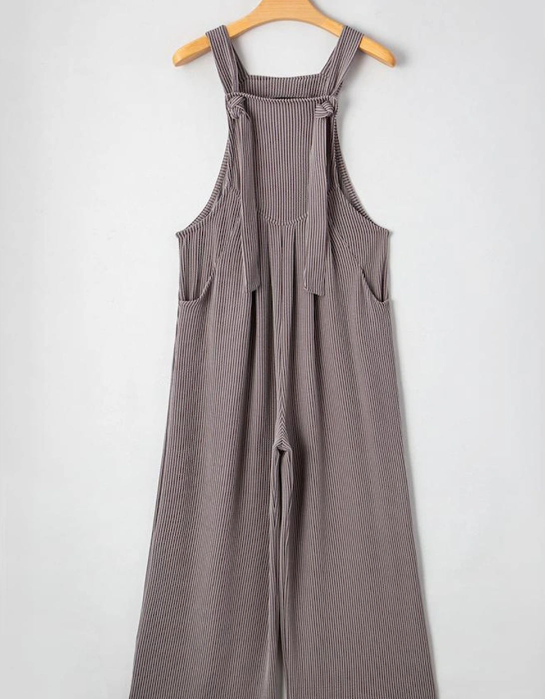 Philippine Gray Corded Adjustable Straps Wide Leg Loose Overall