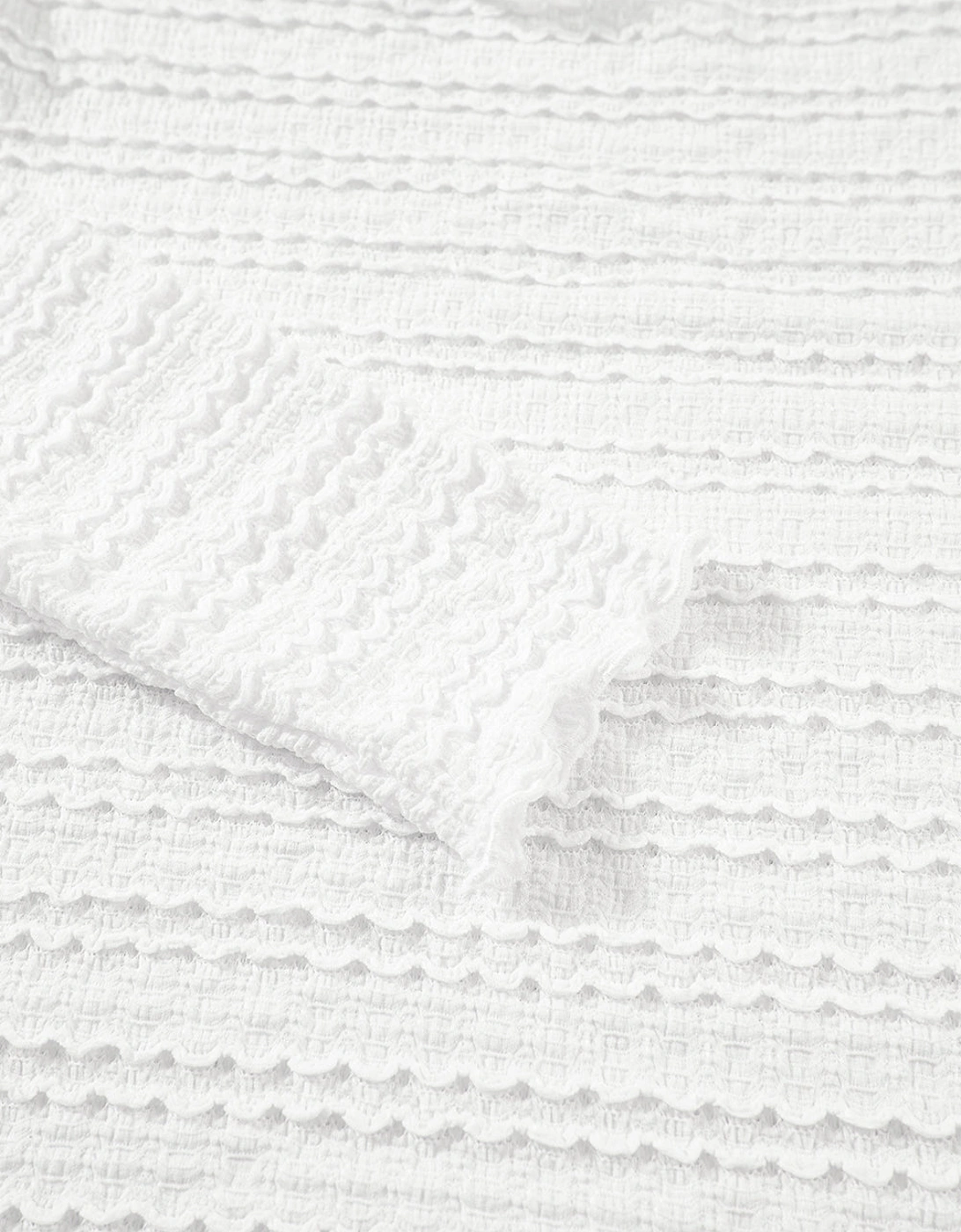 White Knit Jacquard Slim Fit Top