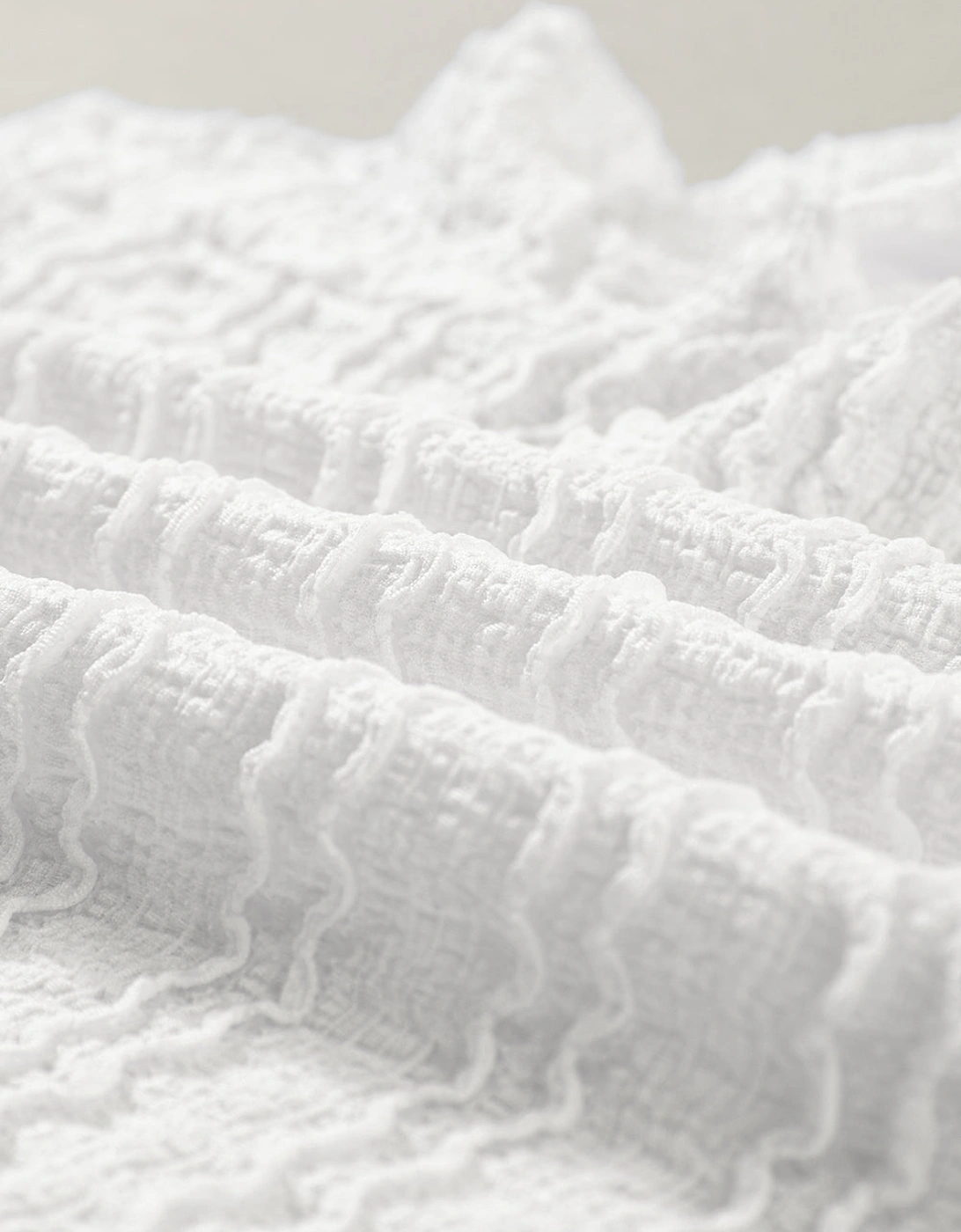 White Knit Jacquard Slim Fit Top