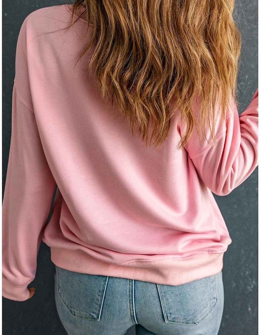 Pink Fancy Checkered Father Christmas Graphic Sweatshirt