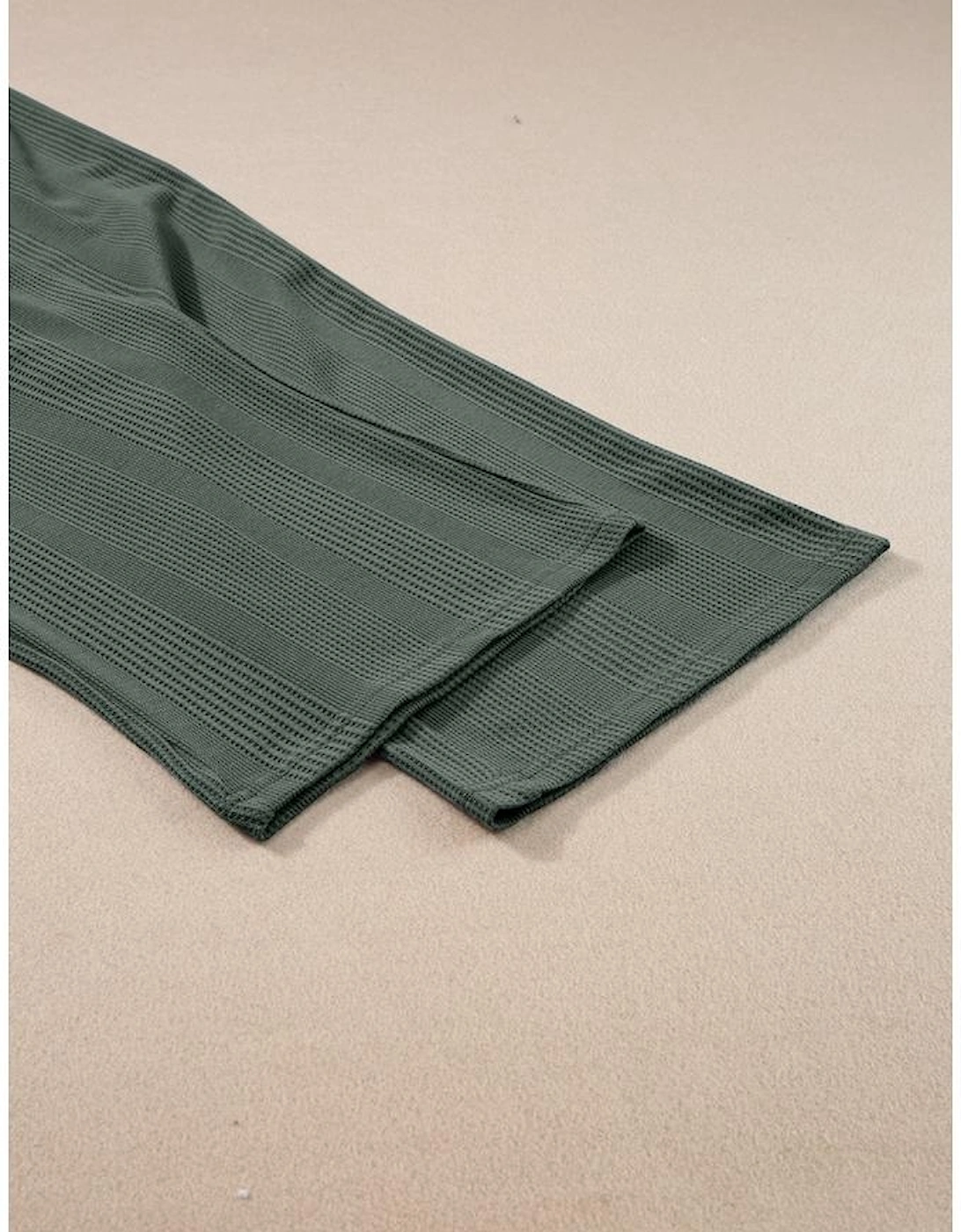 Duffel Green Solid Color Ribbed Ruffle Tank Top and Pants Set