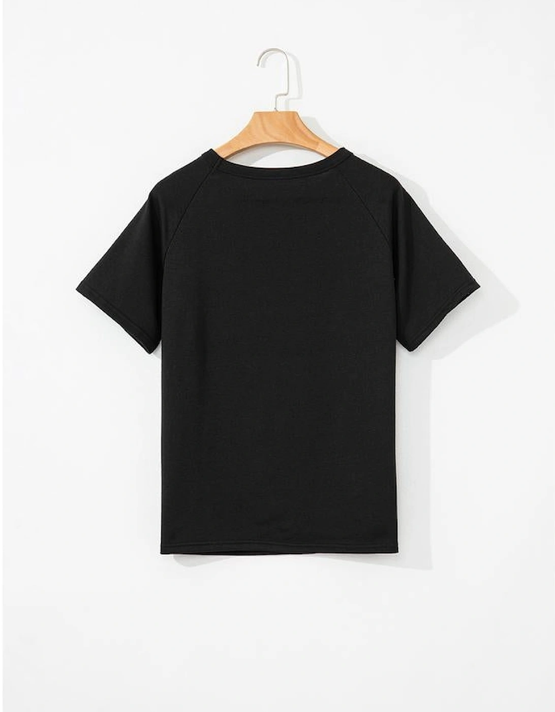 Black Striped Patch Front Casual Tee