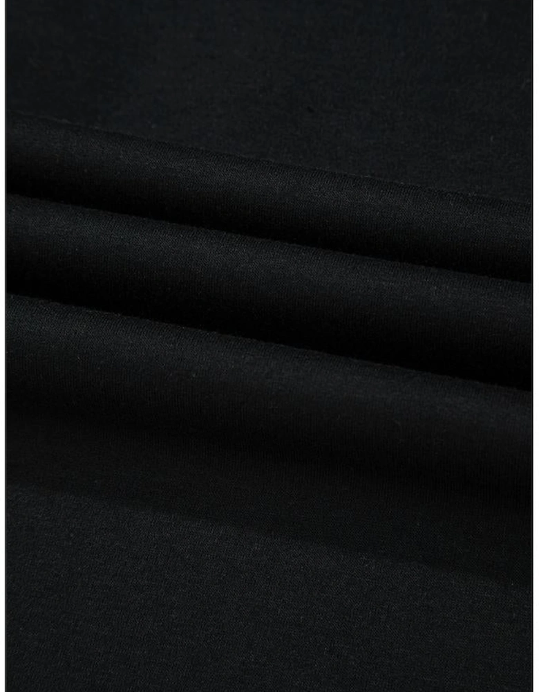 Black Striped Patch Front Casual Tee