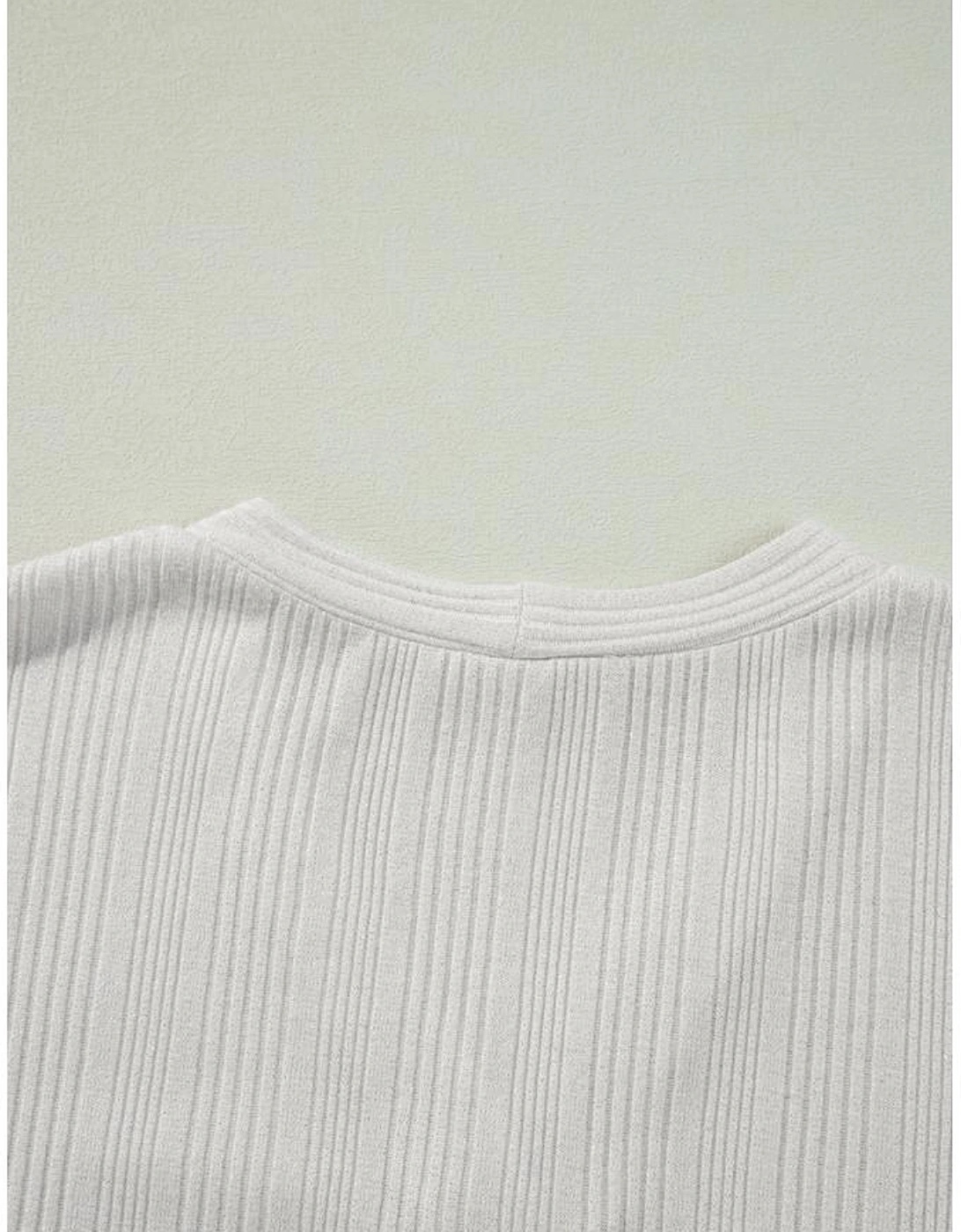 White Solid Color Ribbed Button up Tunic Cardigan, 13 of 12