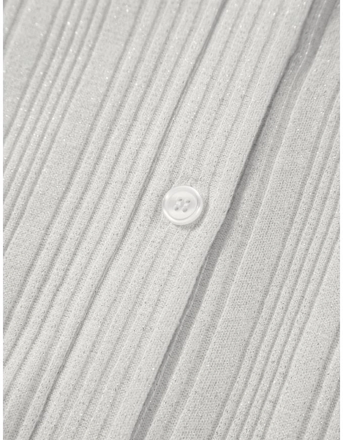 White Solid Color Ribbed Button up Tunic Cardigan