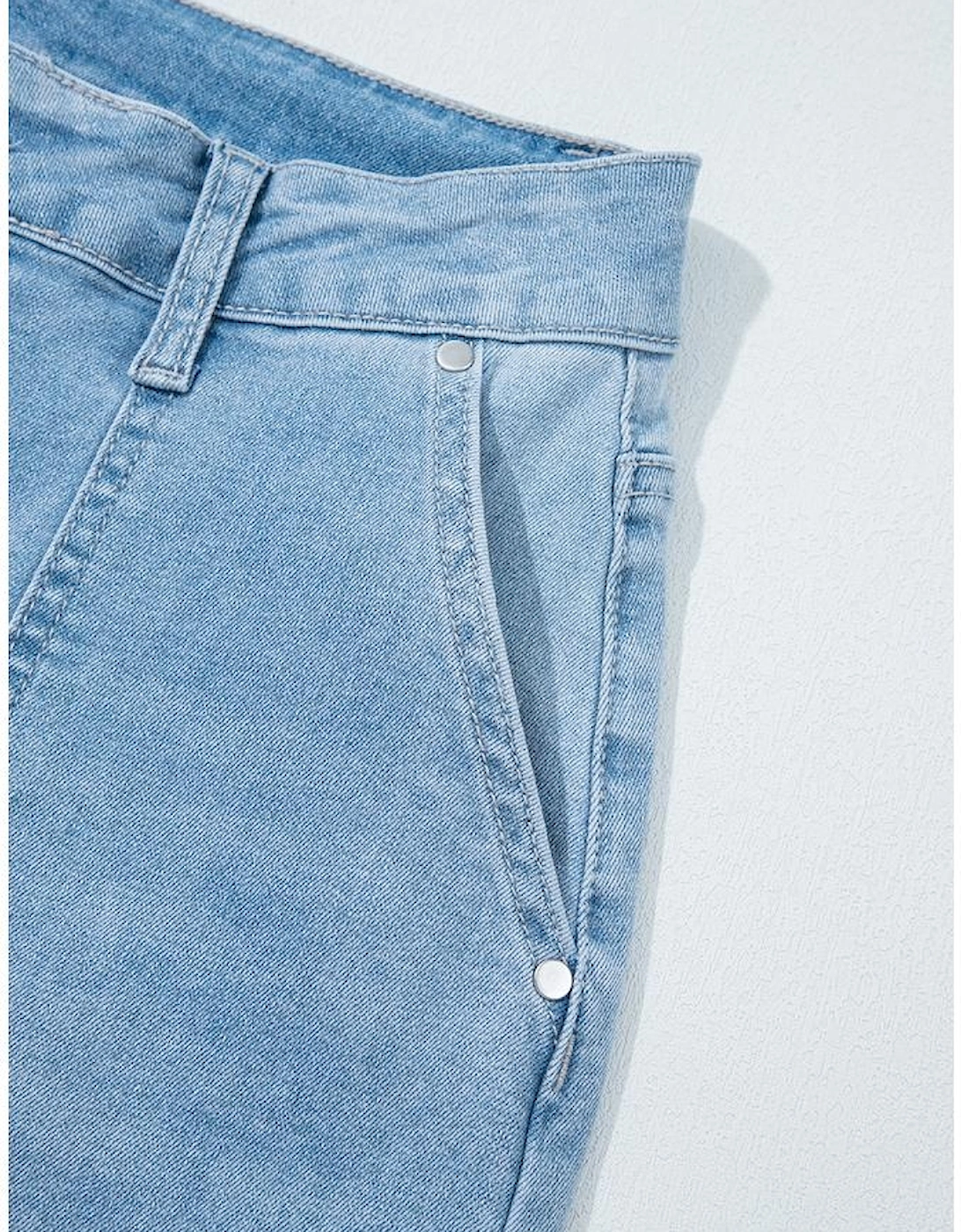 Beau Blue High Rise Barrel Relaxed Patch Pocket Jeans