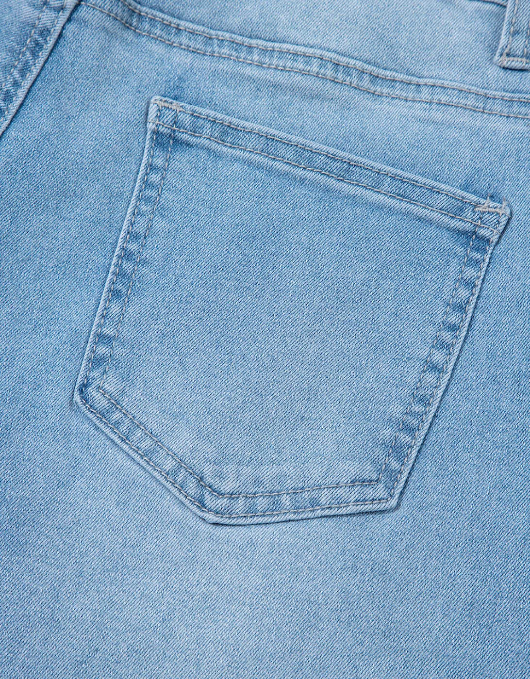 Beau Blue High Rise Barrel Relaxed Patch Pocket Jeans