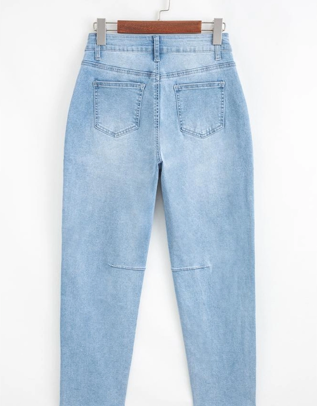 Beau Blue High Rise Barrel Relaxed Patch Pocket Jeans