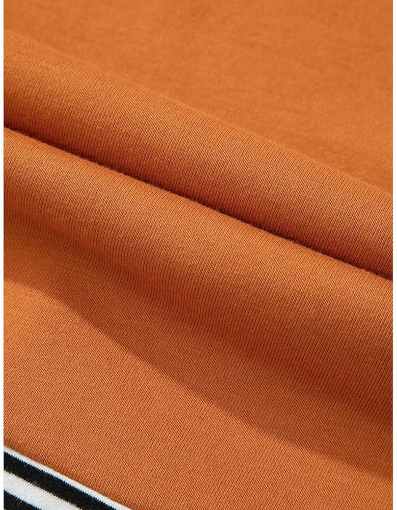 Orange Colorblock Striped Patchwork Open Cardigan